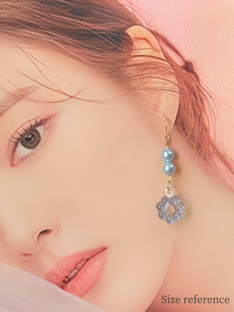 Floral Halo Drop Earrings [Blue Lake]