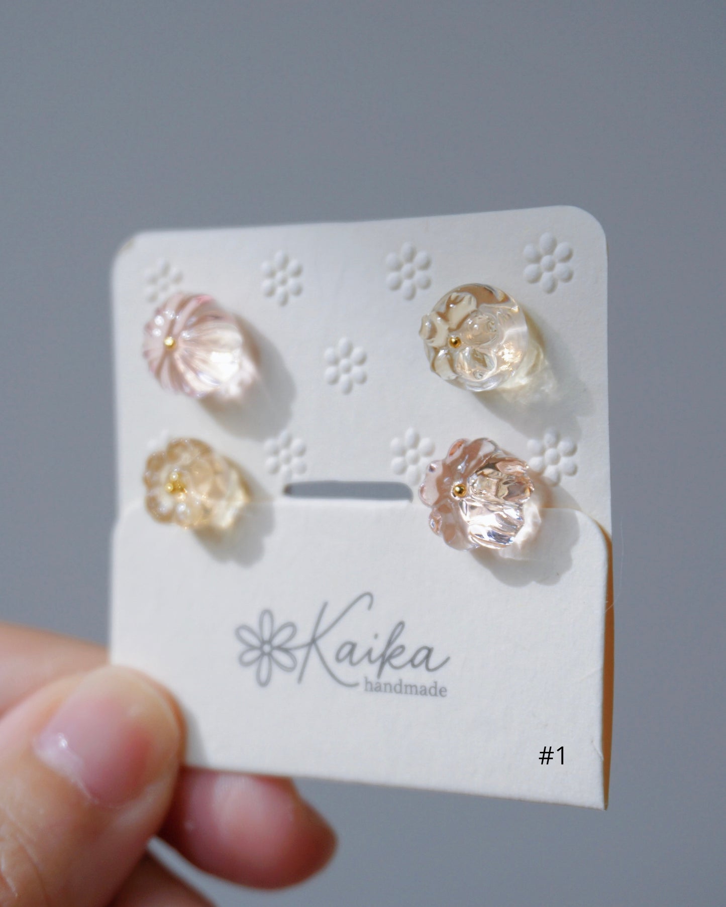 Floral Tea Cake Earring Set - Mini [Osmanthus/Peach]
