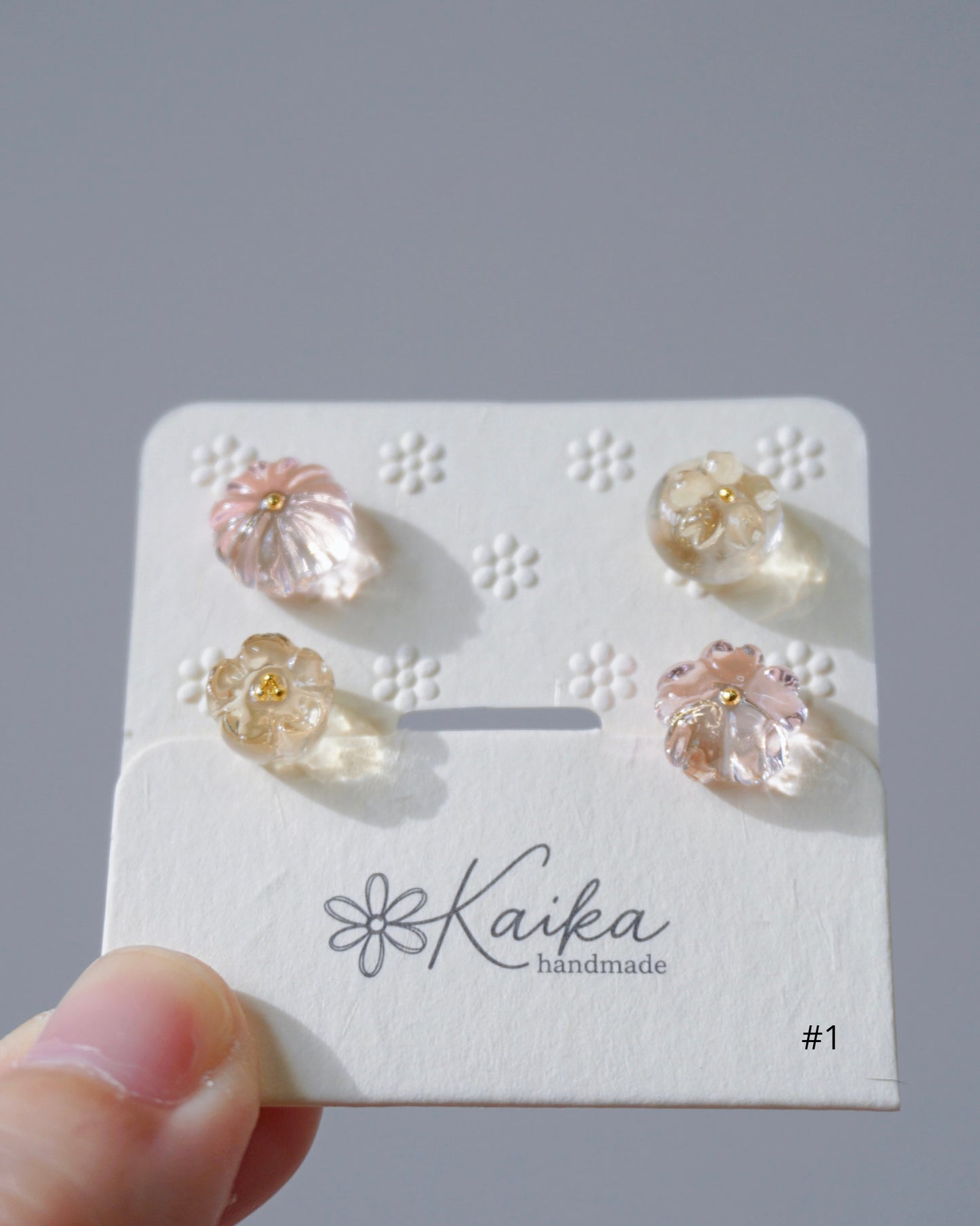 Floral Tea Cake Earring Set - Mini [Osmanthus/Peach]