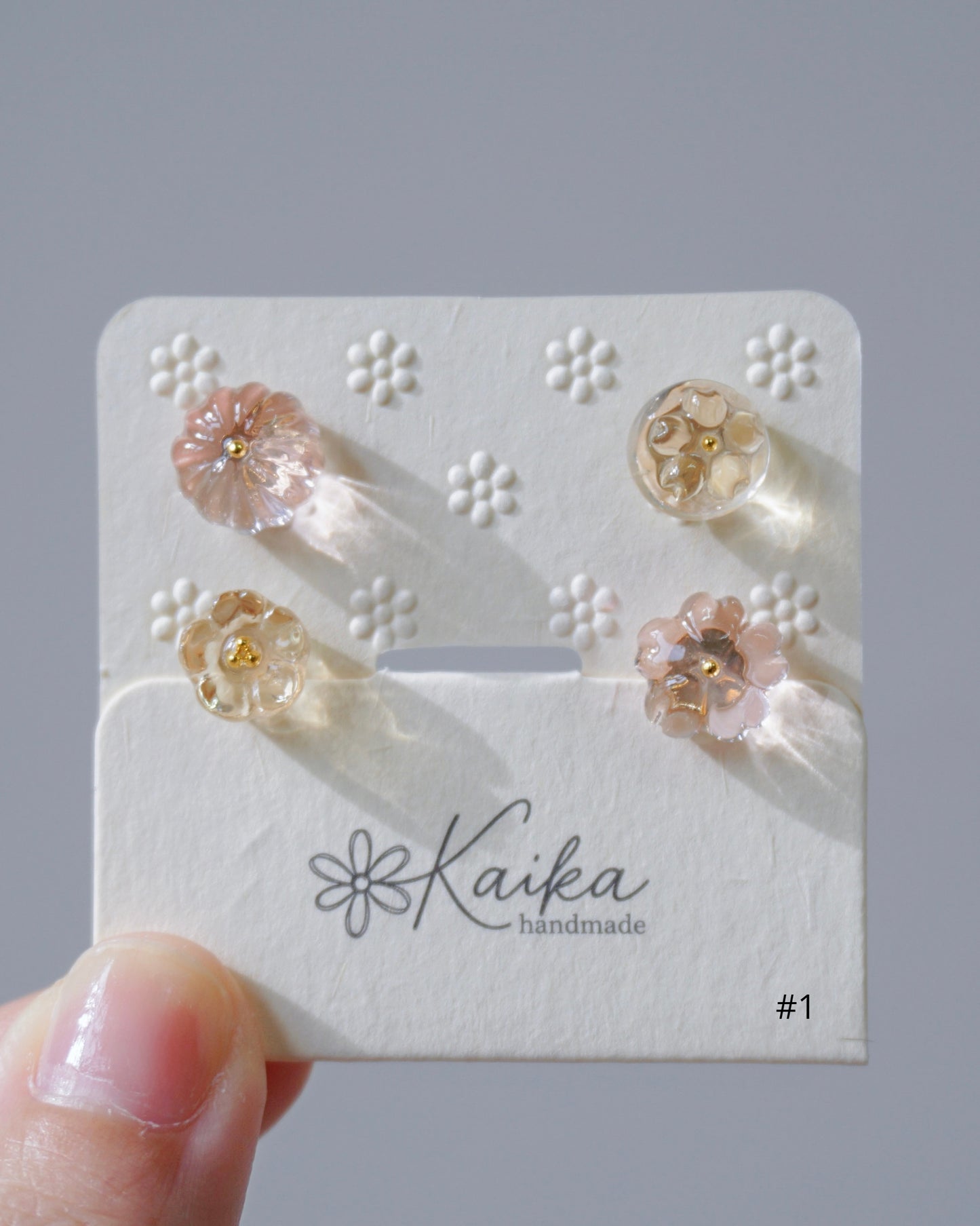 Floral Tea Cake Earring Set - Mini [Osmanthus/Peach]