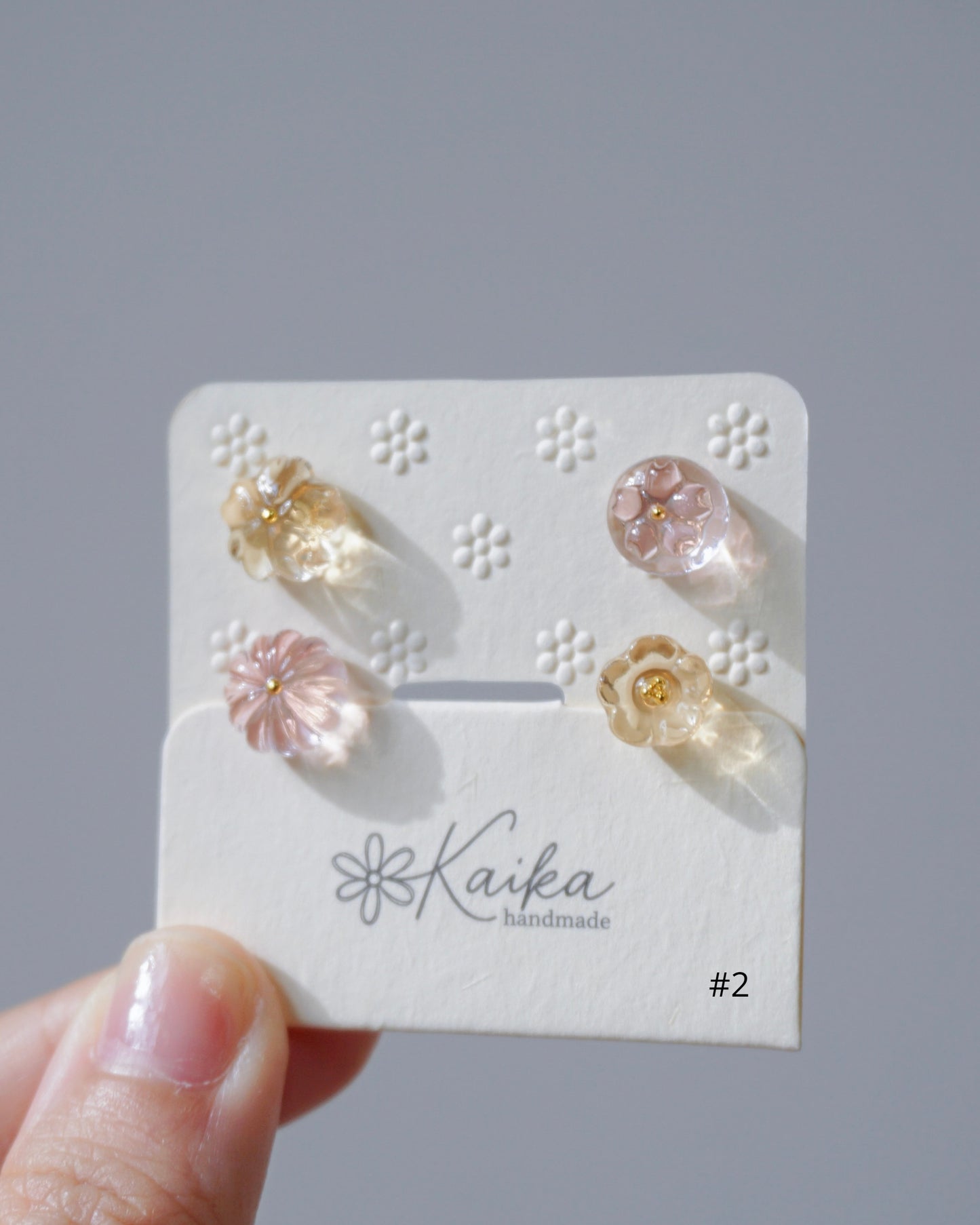 Floral Tea Cake Earring Set - Mini [Osmanthus/Peach]