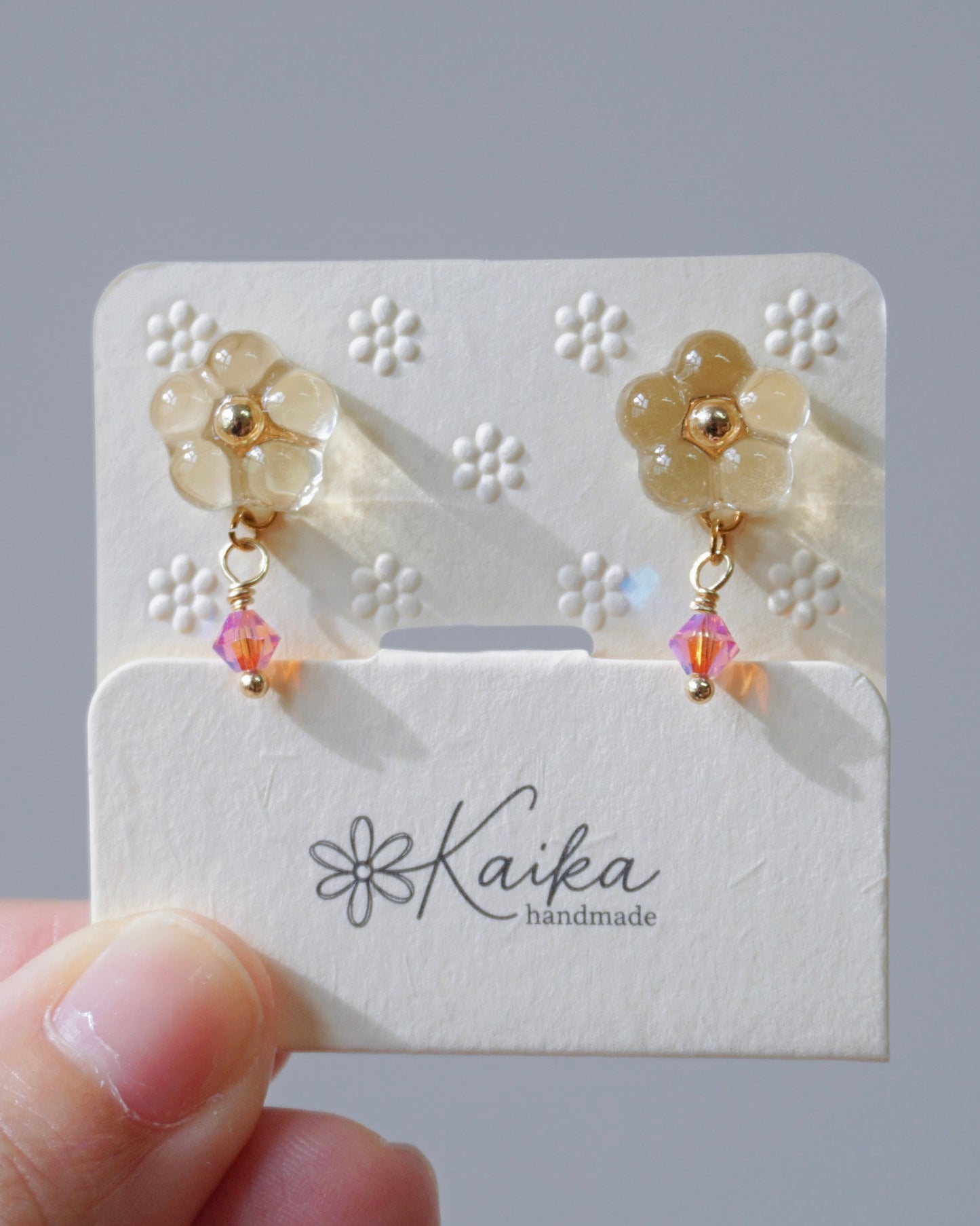Crystal Bloom Earrings - Original [Glazed Osmanthus/Pink Crystal]