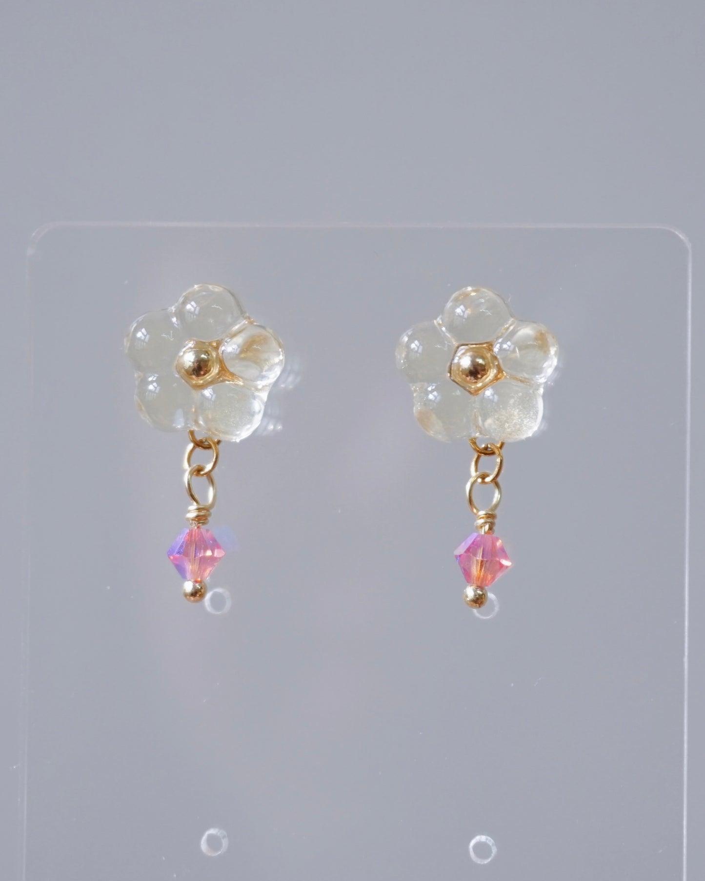 Crystal Bloom Earrings - Original [Glazed Osmanthus/Pink Crystal]