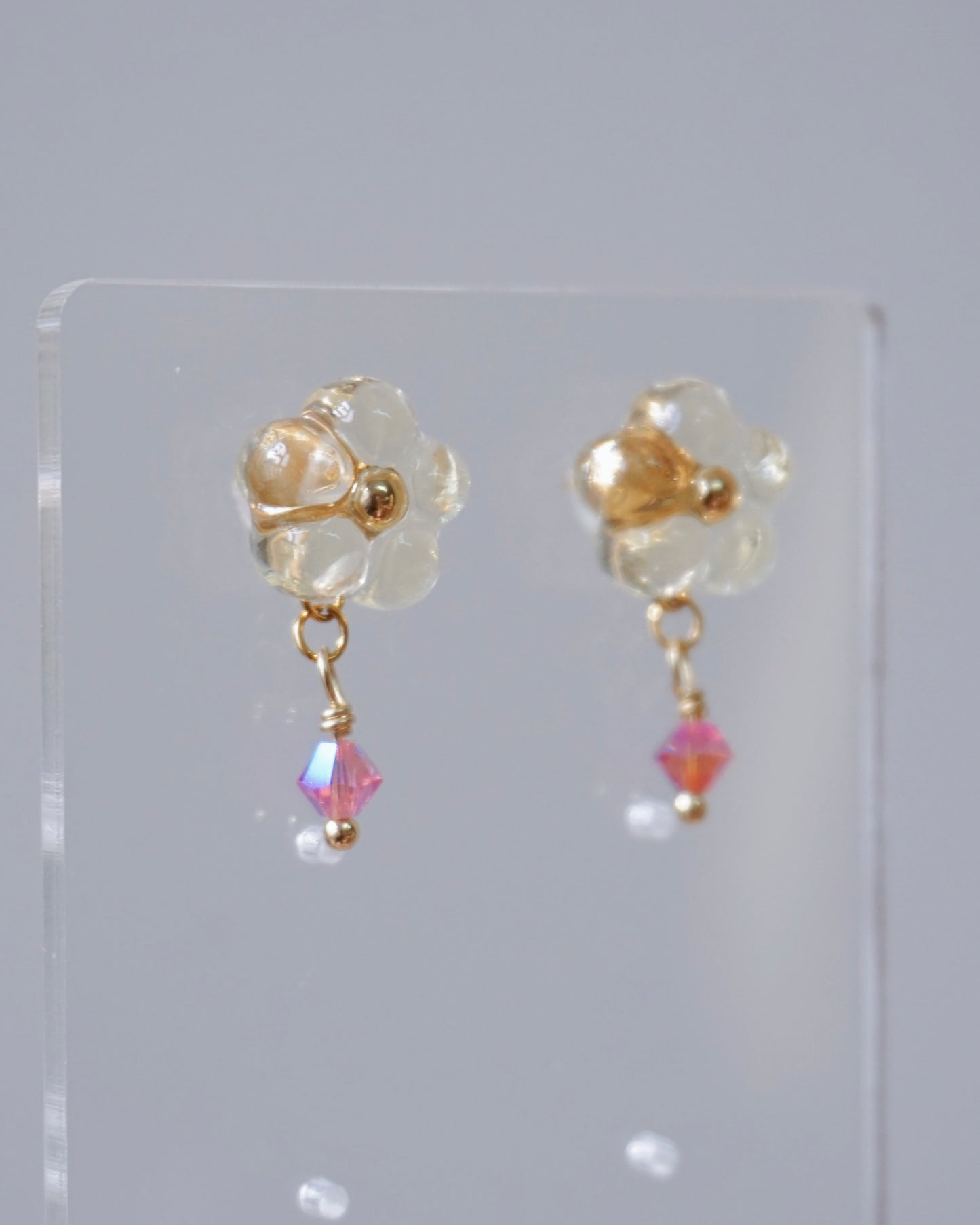 Crystal Bloom Earrings - Original [Glazed Osmanthus/Pink Crystal]