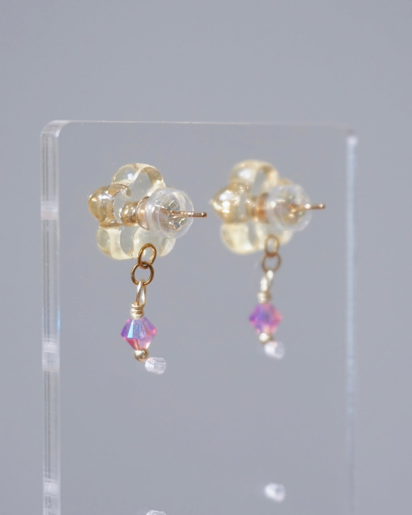 Crystal Bloom Earrings - Original [Glazed Osmanthus/Pink Crystal]