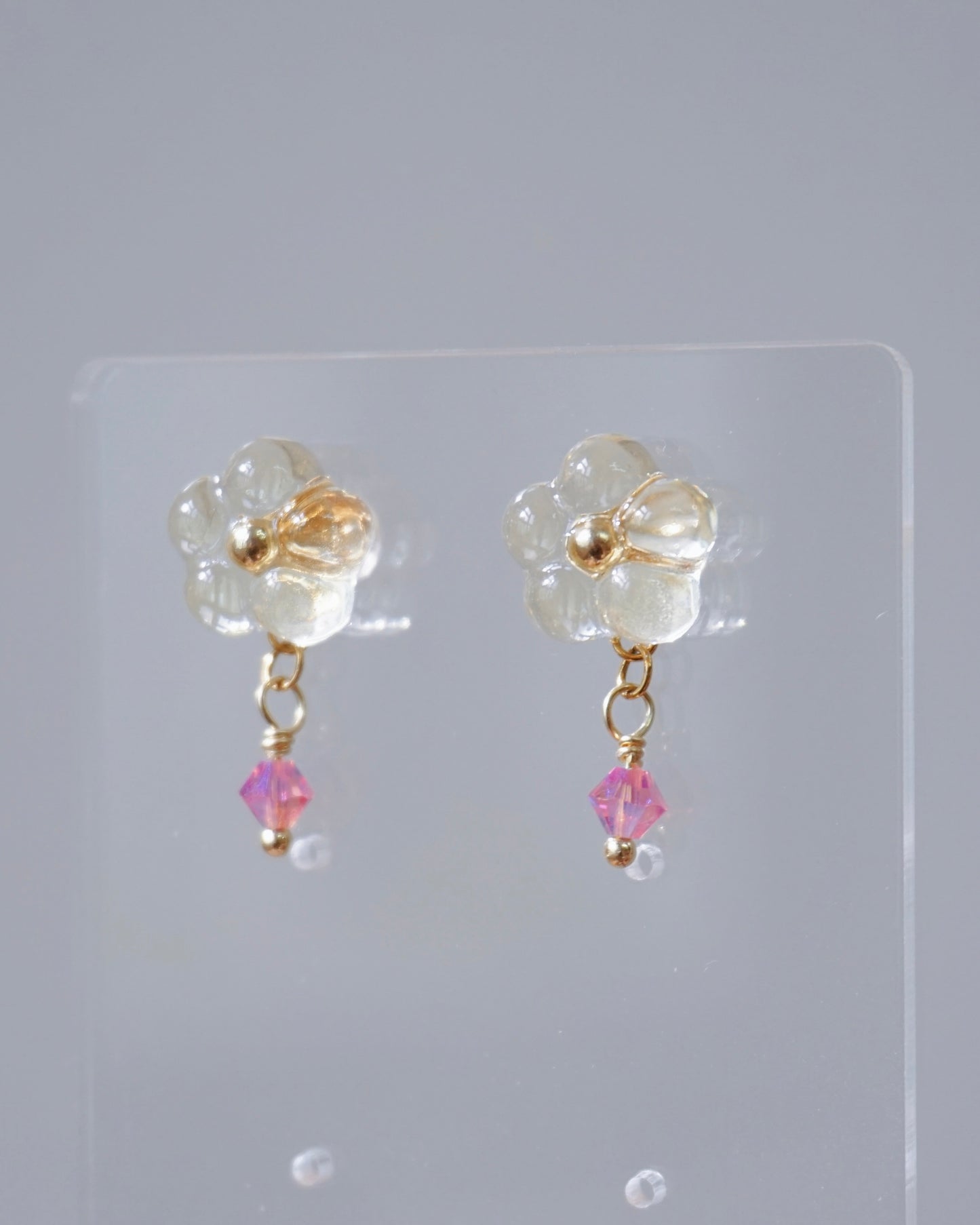 Crystal Bloom Earrings - Original [Glazed Osmanthus/Pink Crystal]