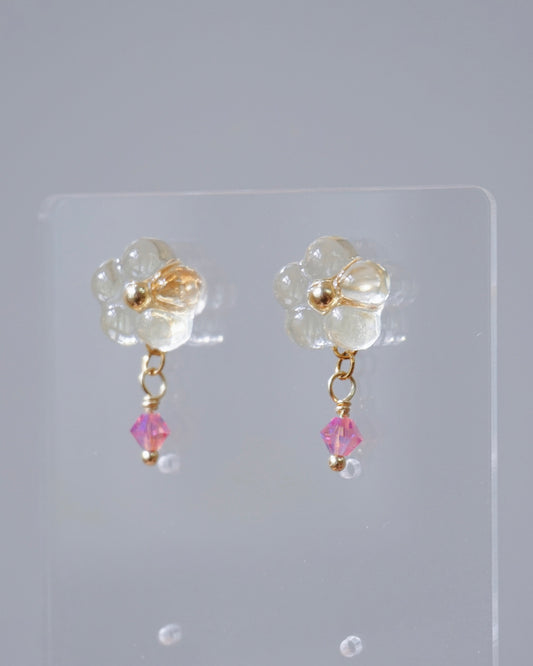 Crystal Bloom Earrings - Original [Glazed Osmanthus/Pink Crystal]