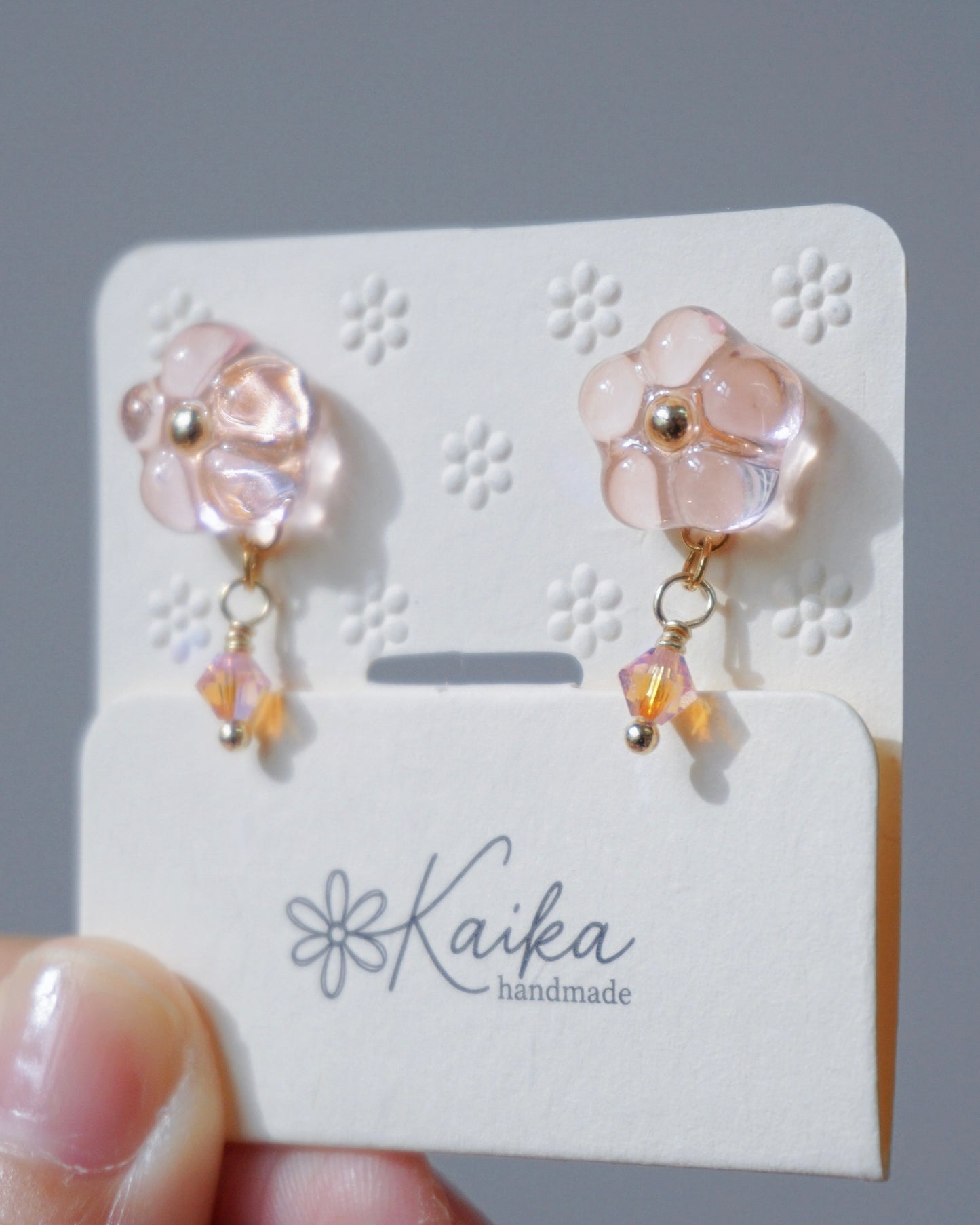 Crystal Bloom Earrings - Original [Peach/Baby Pink Crystal]