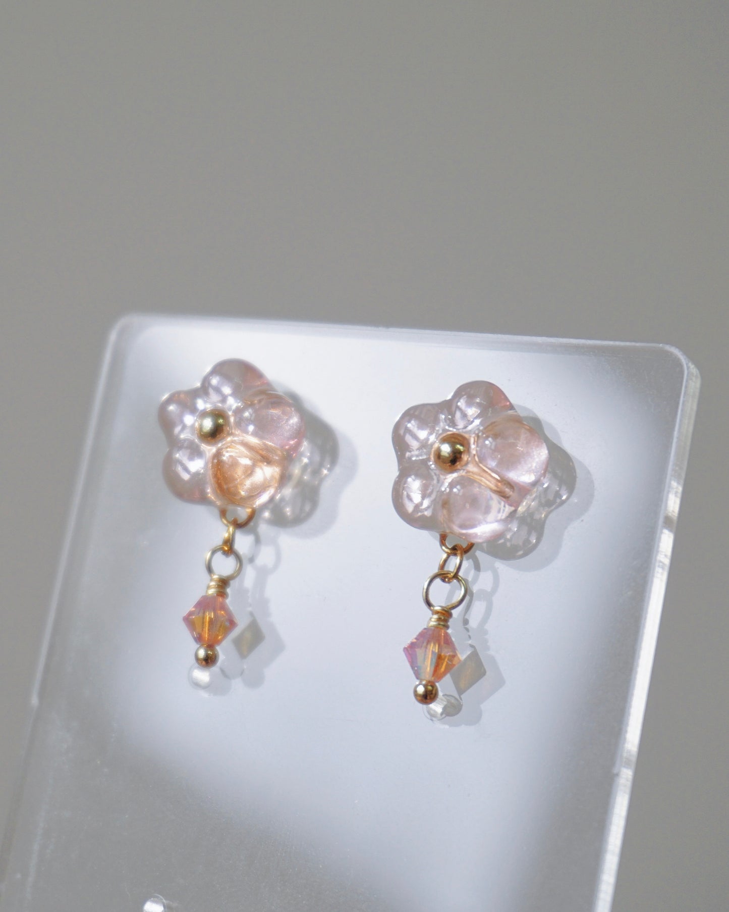 Crystal Bloom Earrings - Original [Peach/Baby Pink Crystal]