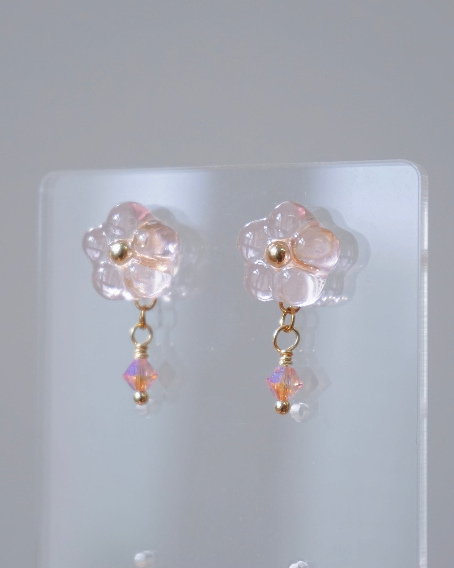 Crystal Bloom Earrings - Original [Peach/Baby Pink Crystal]
