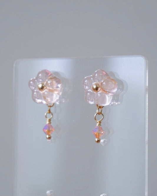 Crystal Bloom Earrings - Original [Peach/Baby Pink Crystal]