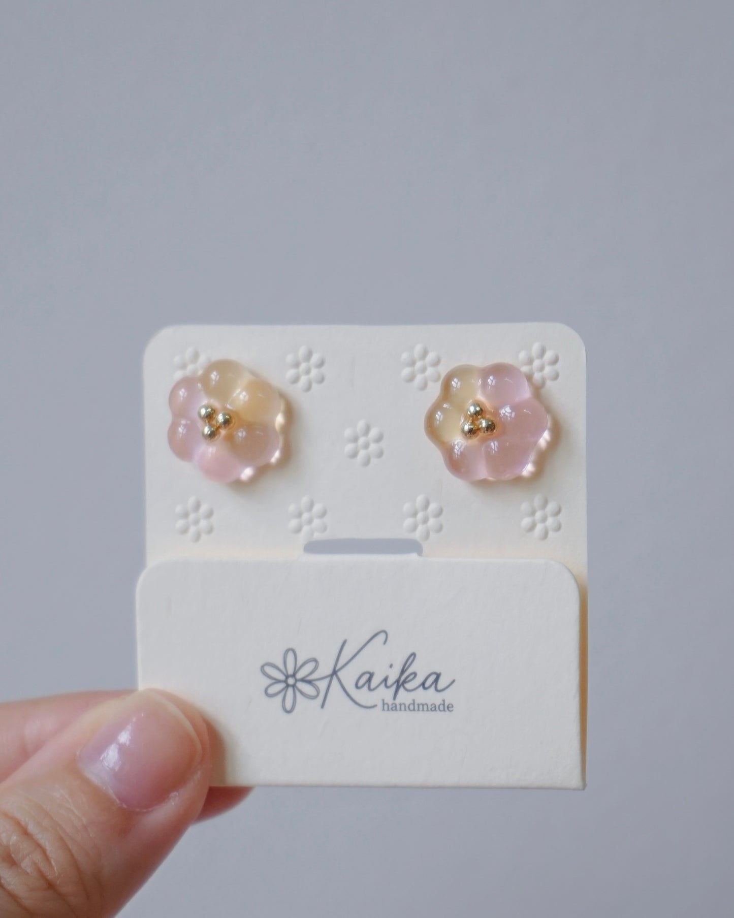 Bubble Rosette Earrings [Milky Osmanthus Peach]