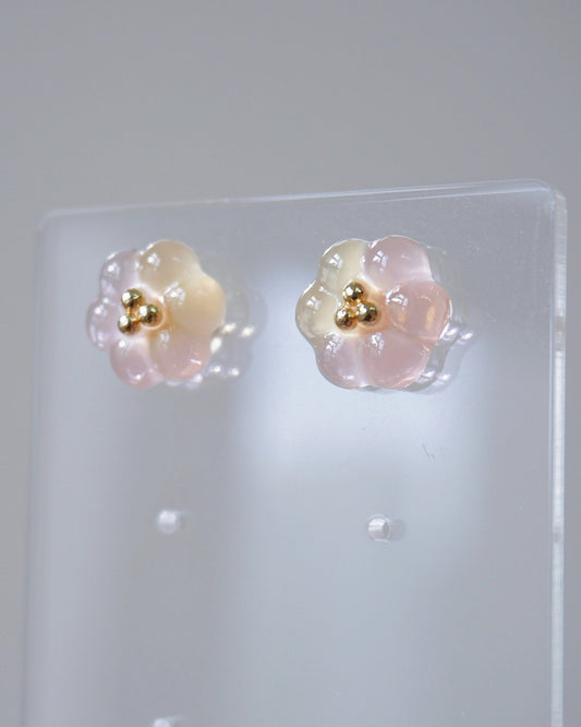 Bubble Rosette Earrings [Milky Osmanthus Peach]