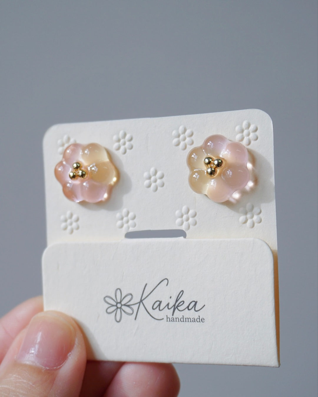 Bubble Rosette Earrings [Milky Osmanthus Peach]