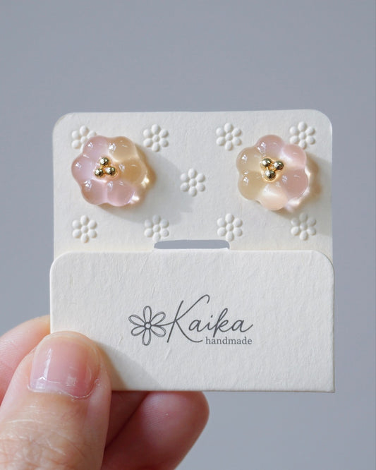 Bubble Rosette Earrings [Milky Osmanthus Peach]