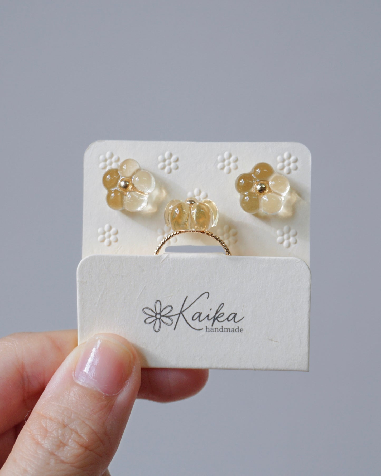 Bloom Earrings & Ring Set - Triple Bloom [Glazed Osmanthus]