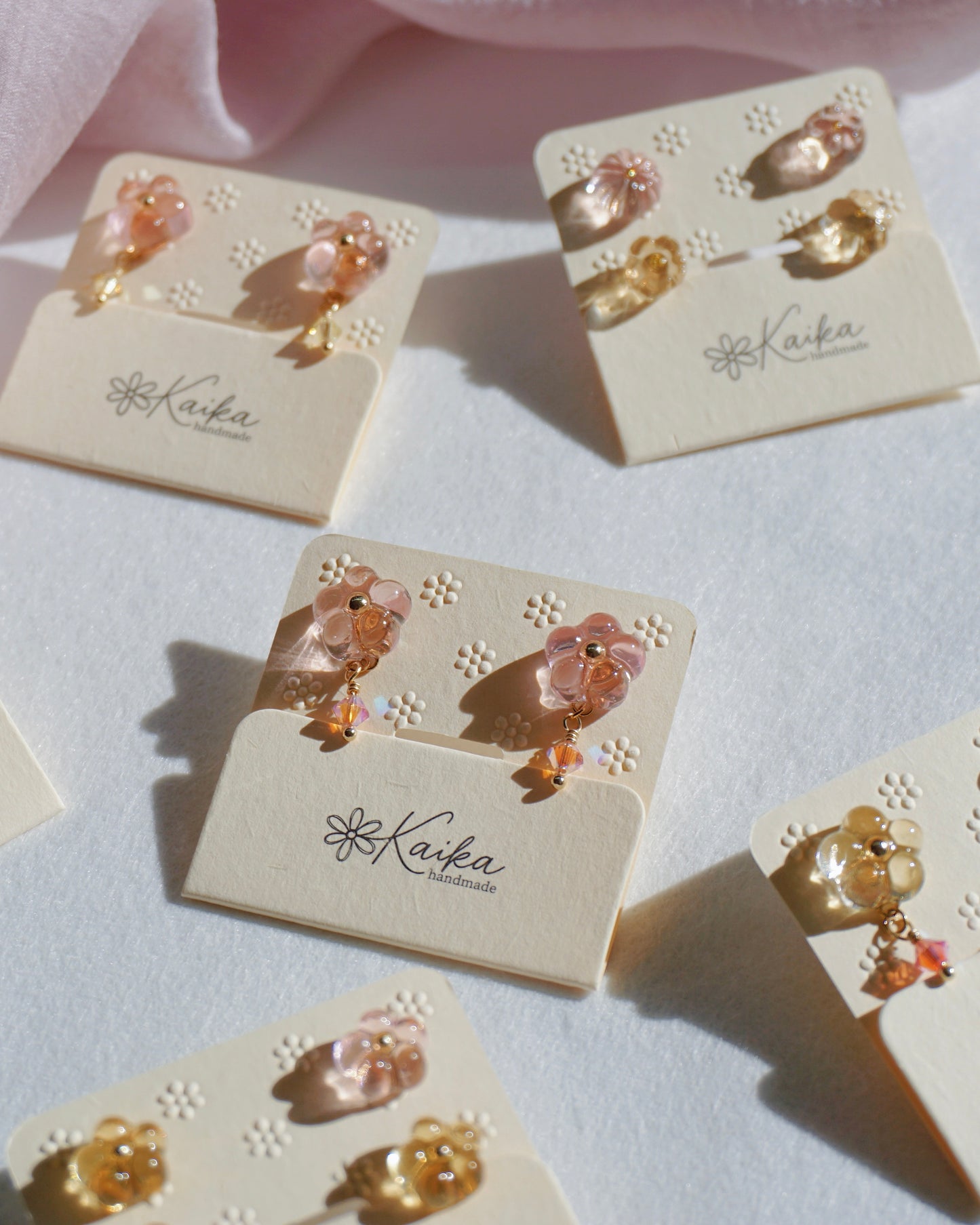 Crystal Bloom Earrings - Original [Peach/Baby Pink Crystal]