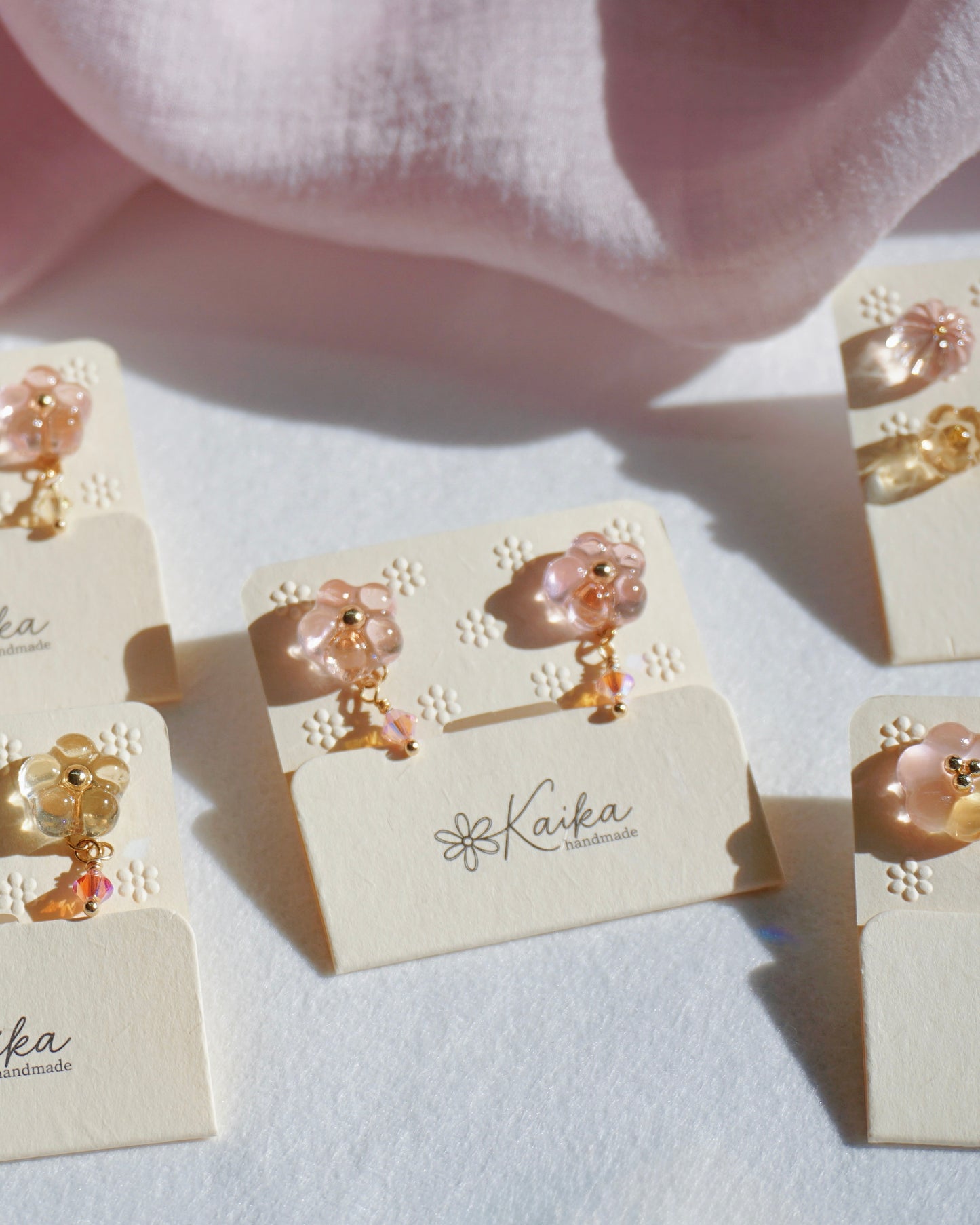 Crystal Bloom Earrings - Original [Peach/Baby Pink Crystal]