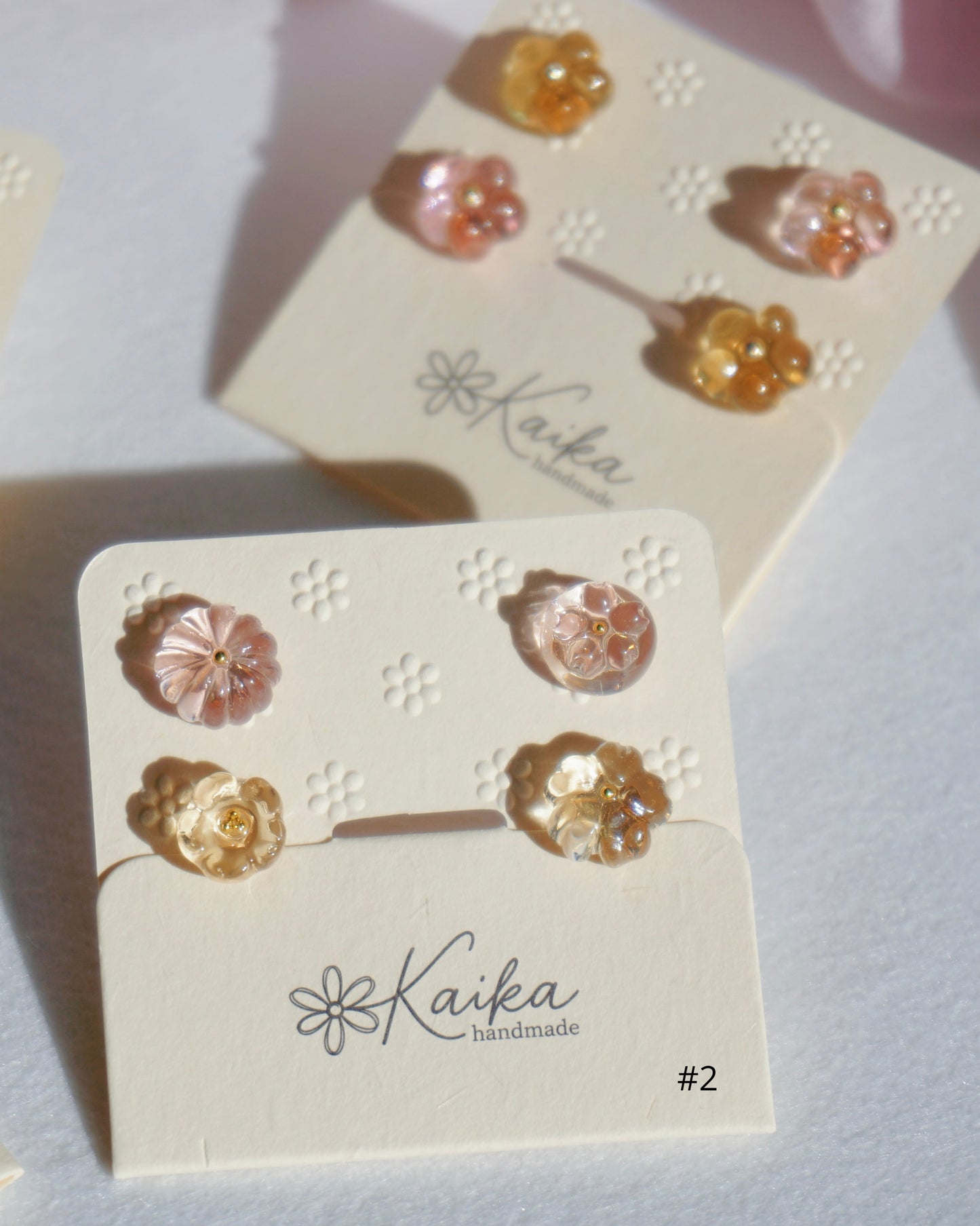 Floral Tea Cake Earring Set - Mini [Osmanthus/Peach]