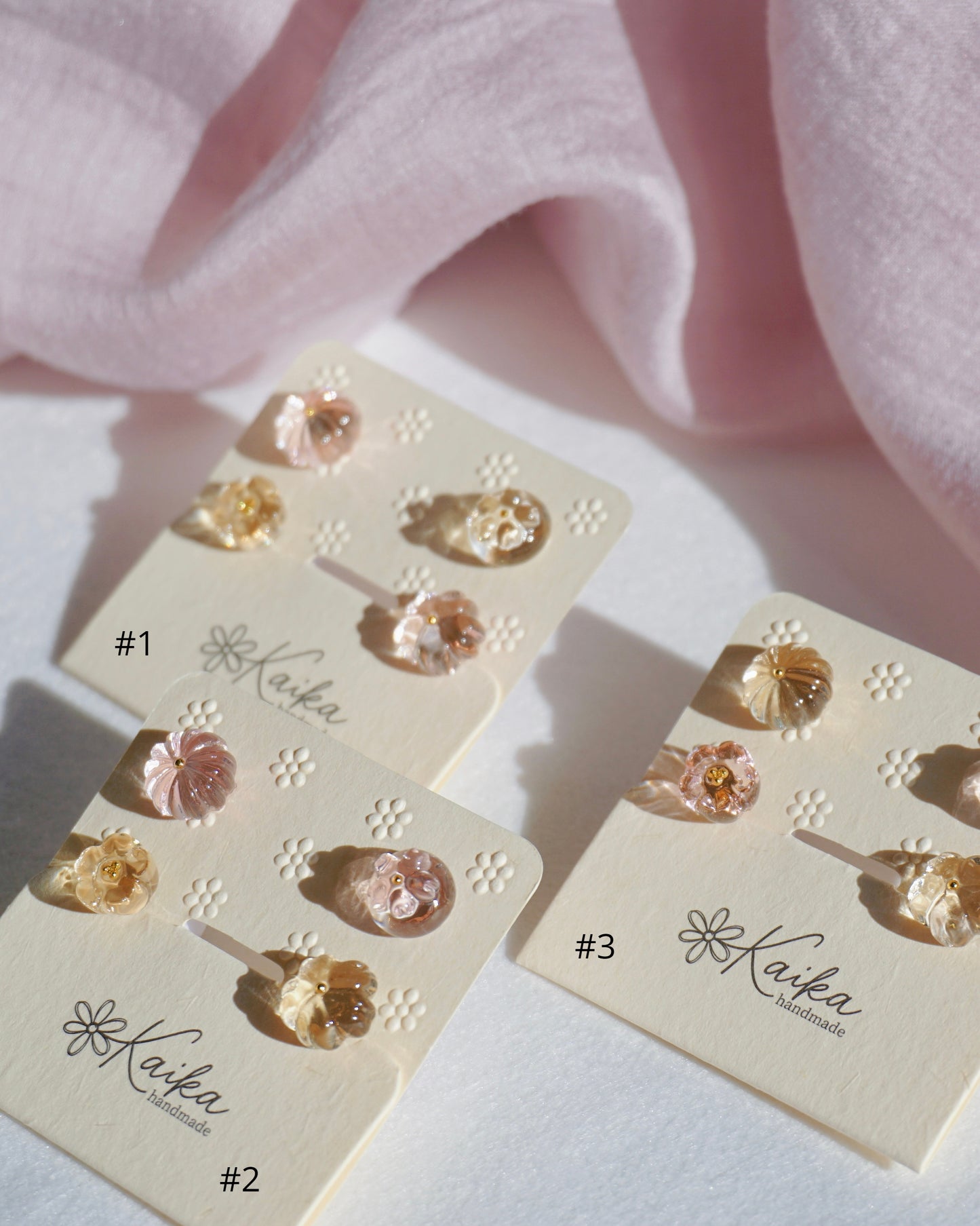 Floral Tea Cake Earring Set - Mini [Osmanthus/Peach]