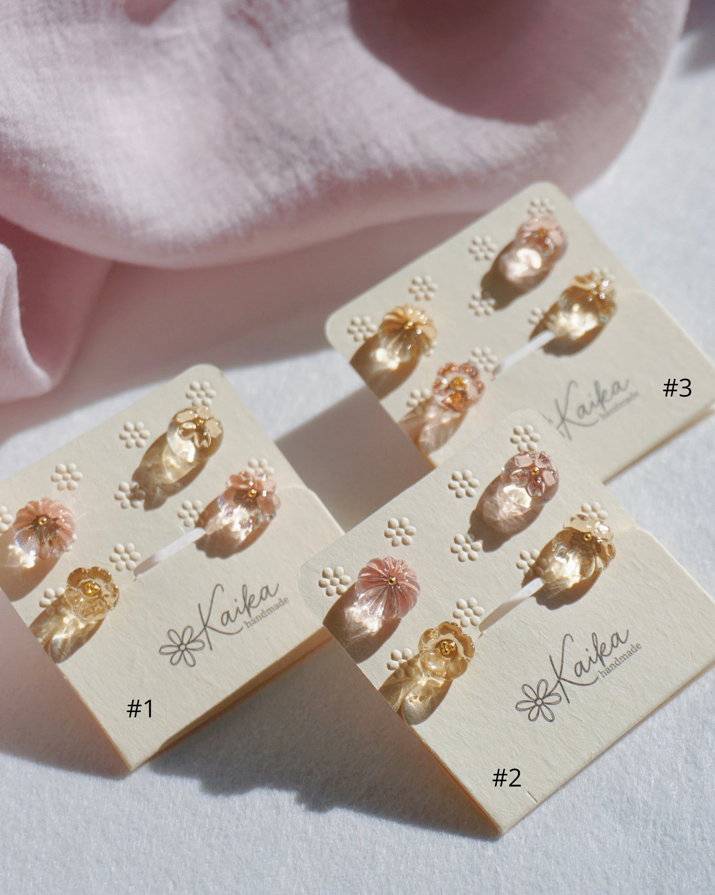 Floral Tea Cake Earring Set - Mini [Osmanthus/Peach]