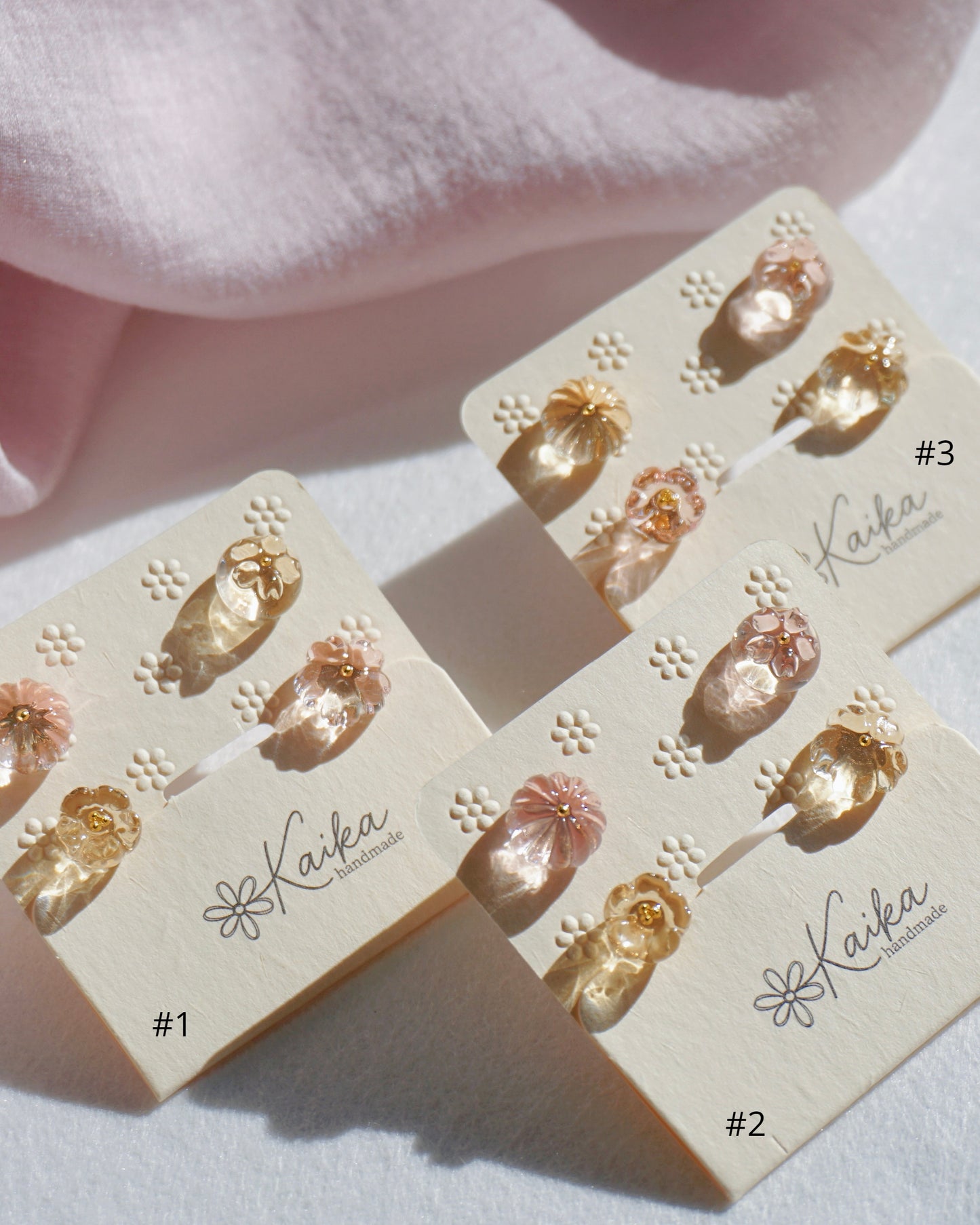 Floral Tea Cake Earring Set - Mini [Osmanthus/Peach]