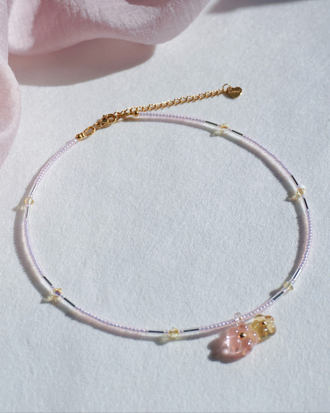 Bloom Duet Necklace [Osmanthus/Peach]