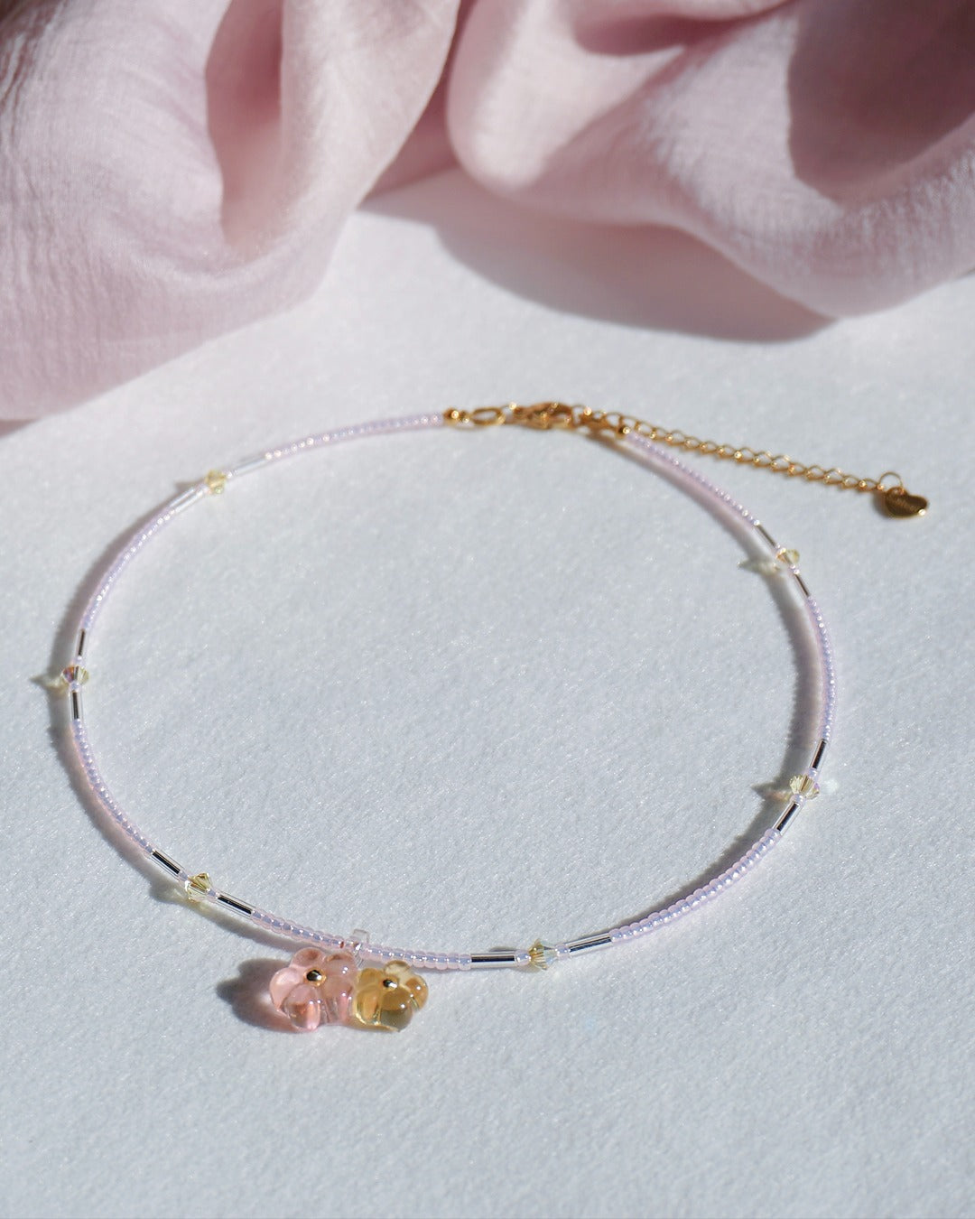 Bloom Duet Necklace [Osmanthus/Peach]