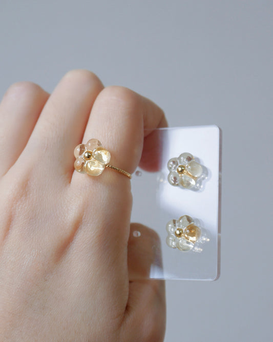 Bloom Earrings & Ring Set - Triple Bloom [Glazed Osmanthus]