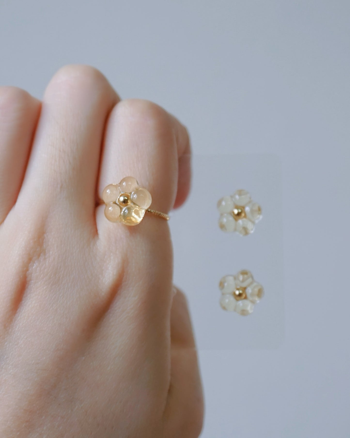 Bloom Earrings & Ring Set - Triple Bloom [Glazed Osmanthus]