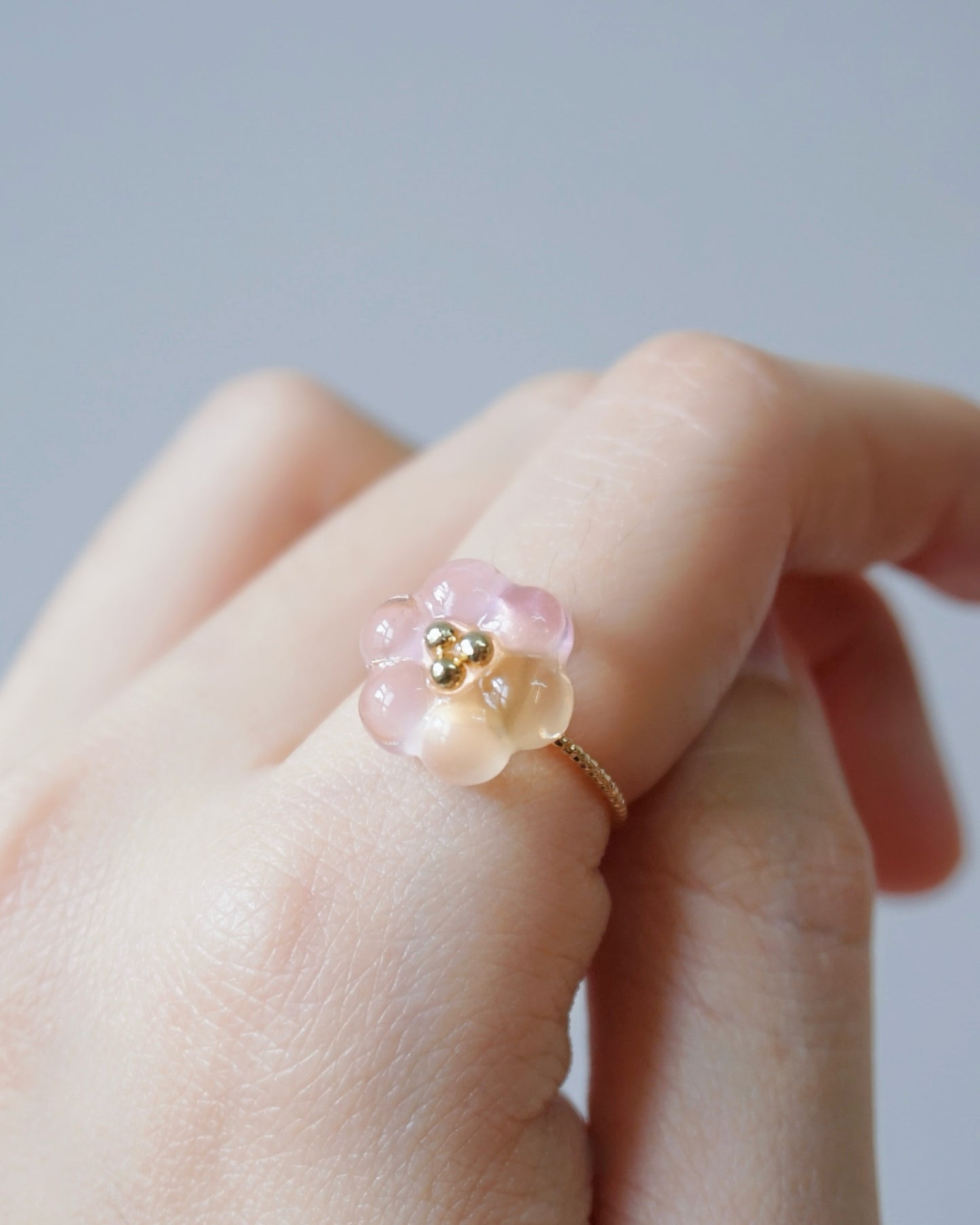 Bubble Rosette Ring [Milky Osmanthus Peach]