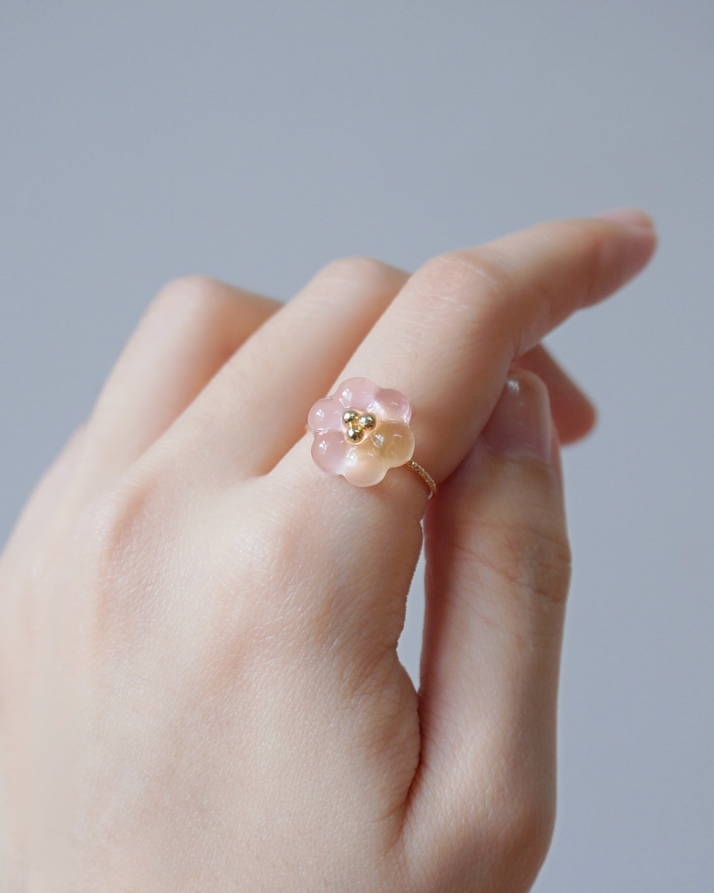 Bubble Rosette Ring [Milky Osmanthus Peach]