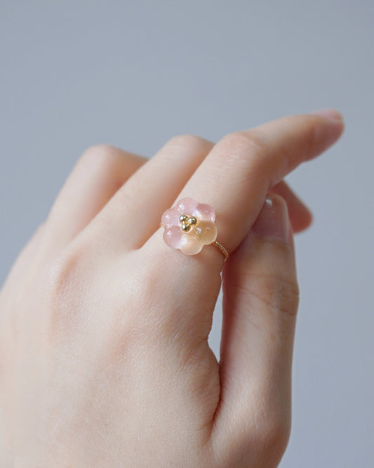 Bubble Rosette Ring [Milky Osmanthus Peach]