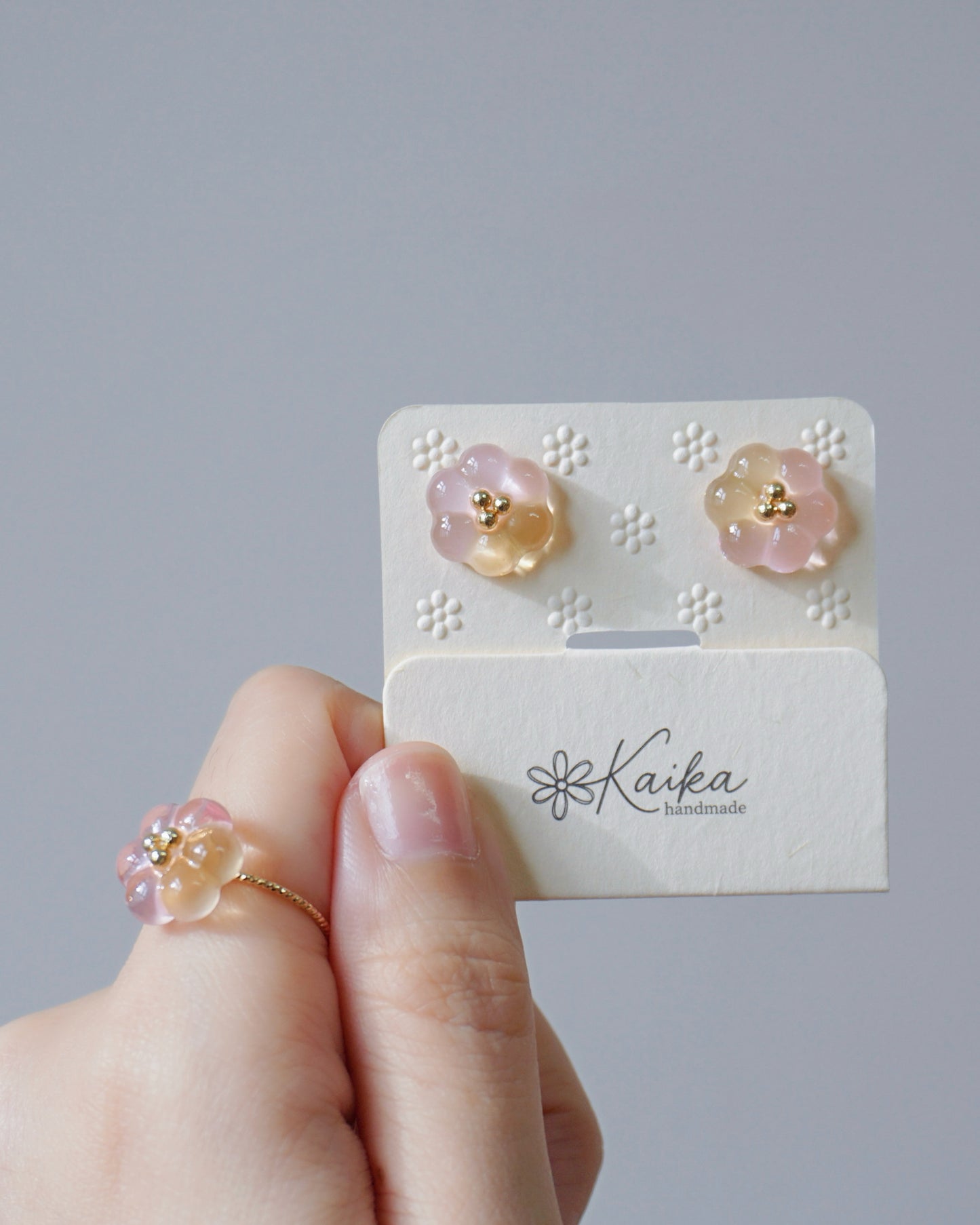 Bubble Rosette Ring [Milky Osmanthus Peach]
