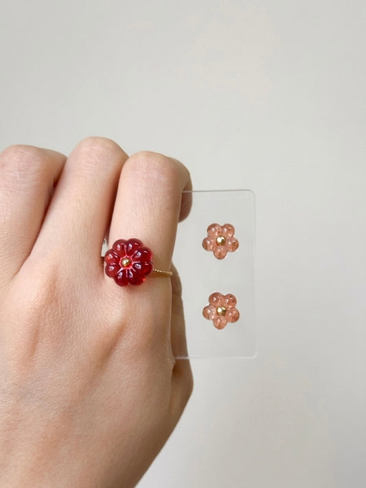 [Tomato] Bloom Earrings & Ring Set
