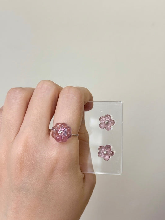 [Salted Pink] Bloom Earrings & Ring Set