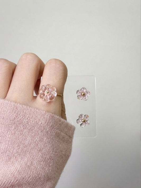 [Glazed Petal] Bloom Earrings & Ring Set