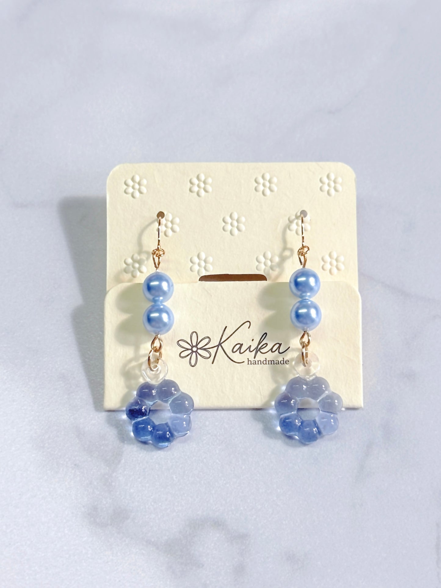 Floral Halo Drop Earrings [Blue Lake]