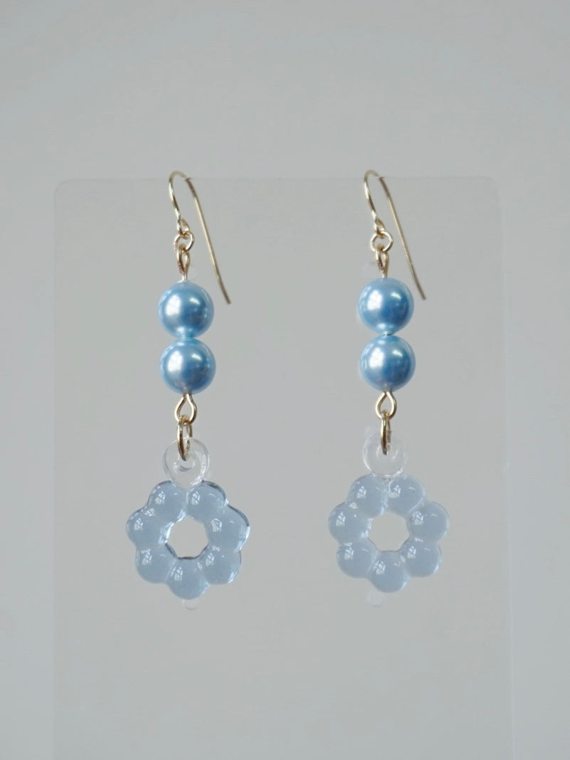 Floral Halo Drop Earrings [Blue Lake]