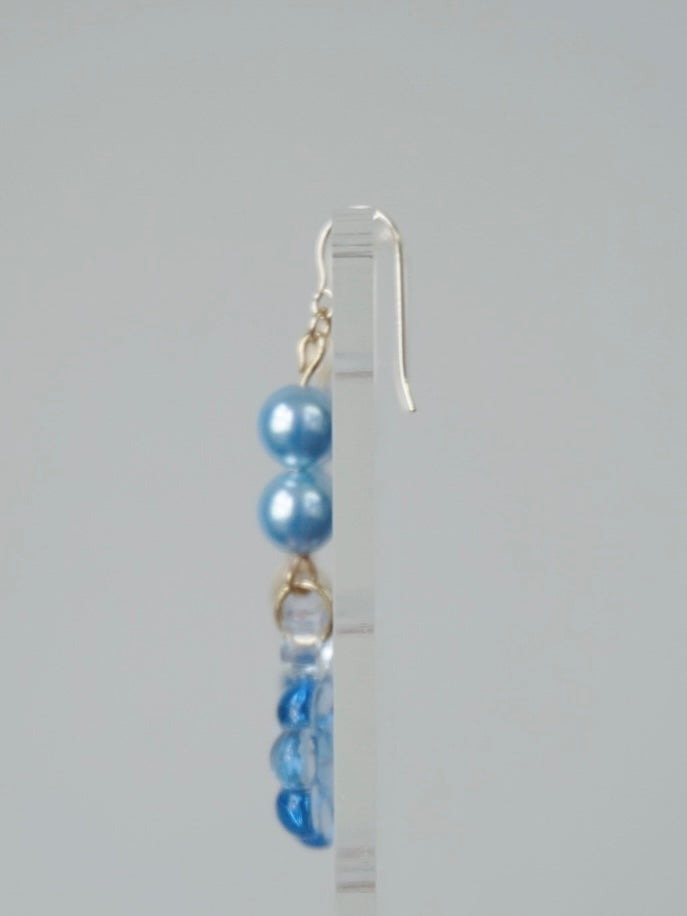 Floral Halo Drop Earrings [Blue Lake]