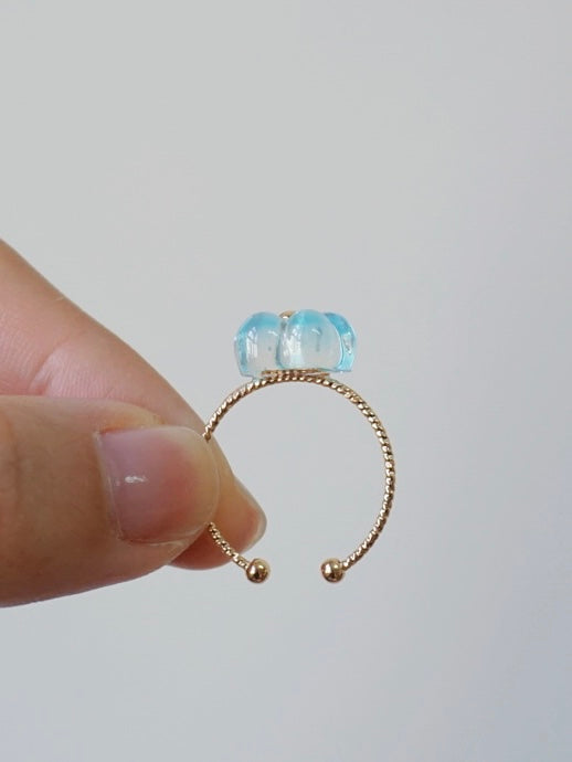 Triple Bloom Earrings & Ring Set [Glazed Celeste]