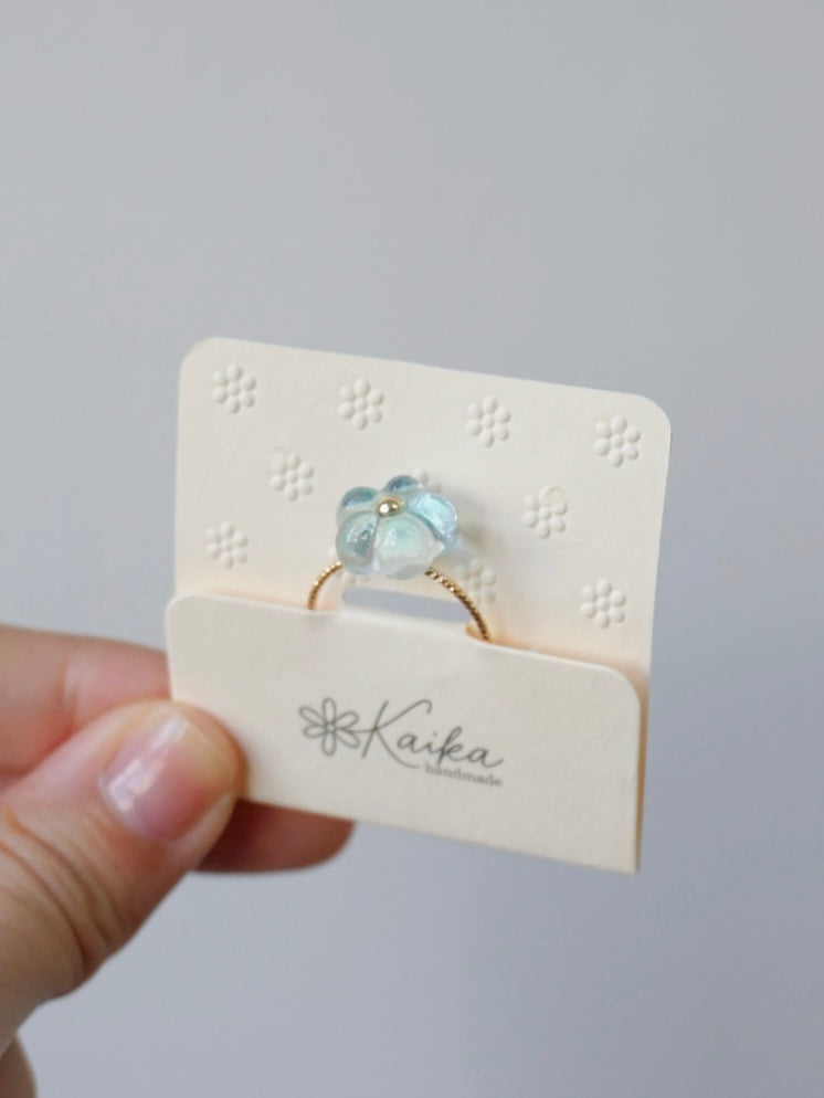 Triple Bloom Earrings & Ring Set [Glazed Celeste]