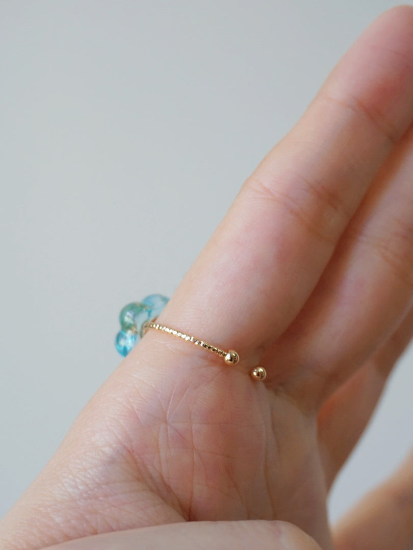Triple Bloom Earrings & Ring Set [Glazed Celeste]